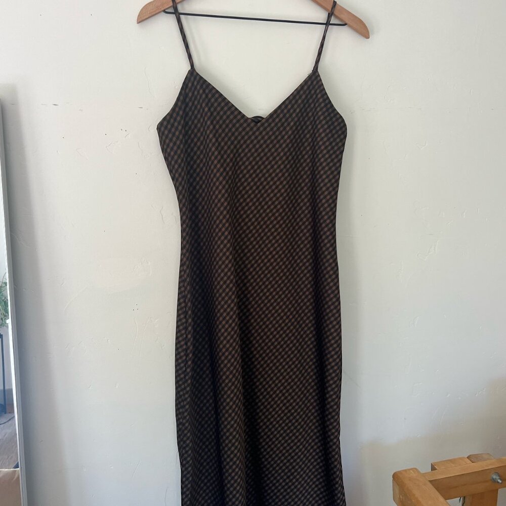 Gianni Bini Long Women’s Checkered Dress w/ Slits - Picture 3 of 6